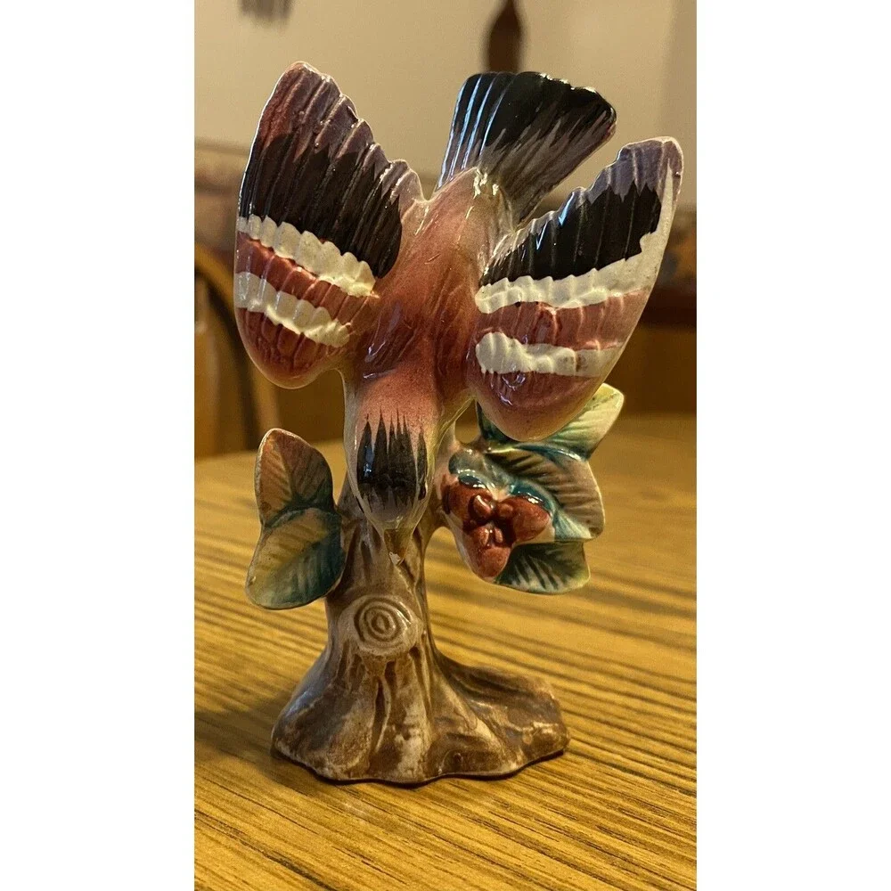 Vintage Bird Open Wings on Tree Branch Porcelain Figurine
